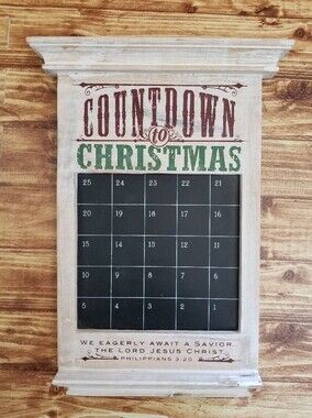 Dayspring Rustic Christmas Countdown Advent Calendar Chalkboard Wall Decor